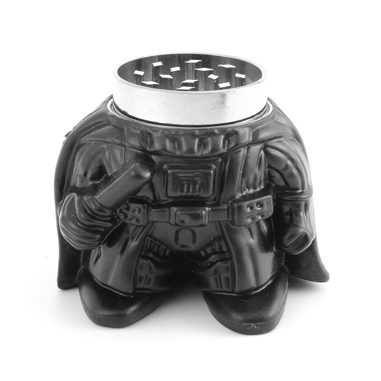 2021 factory wholesale unique design zinc alloy herb grinder black knight soldier shape smoking grinder