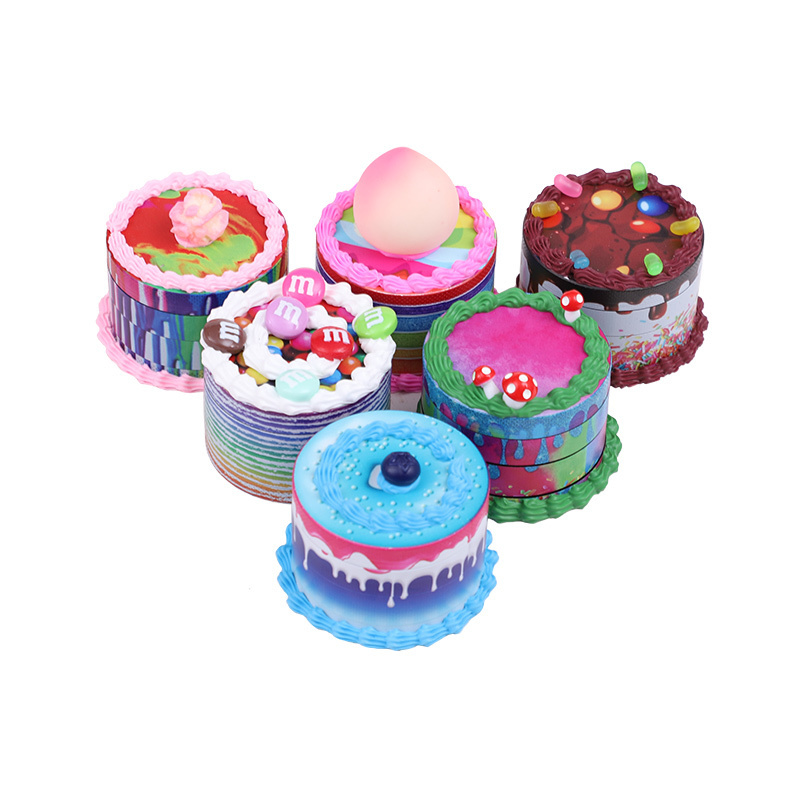 Wholesale Cute Color Cake Grinder Tobacco 63MM 2.48inches 4 Layers Wholesale Portable Zinc Alloy Grinders