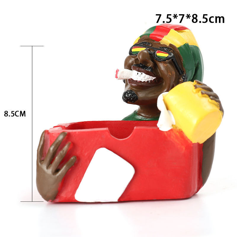 Jamaican Style Cheap Funny Round Resin Cigar Smoking Ashtray Tobacco Cigarette Smoking Portable Ashtrays