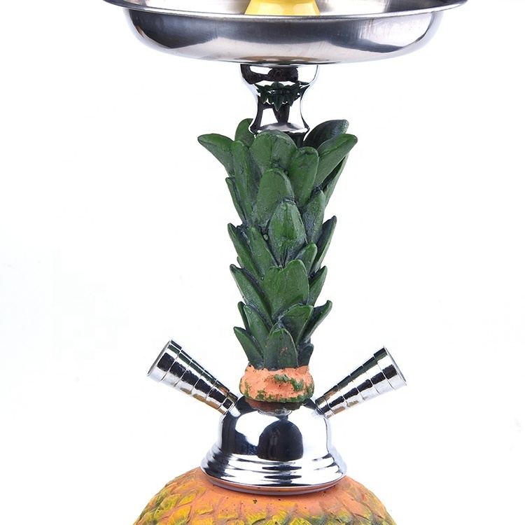 JL-256AH Manufacturer New Design Pineapple Shape Resin Metal Hookah Shiha With Double Hose