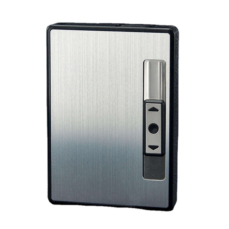 Wholesale Stainless Steel Cigarette Case Cover 5Pcs Capacity Cigarette Box with Lighter USB Rechargeable Cigarette Lighter Case