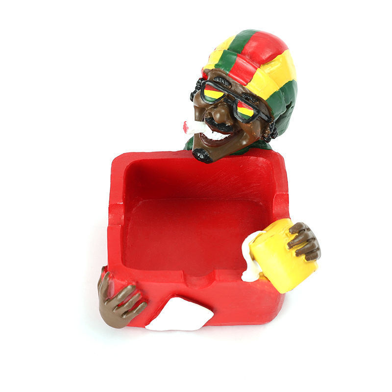 Jamaican Style Cheap Funny Round Resin Cigar Smoking Ashtray Tobacco Cigarette Smoking Portable Ashtrays