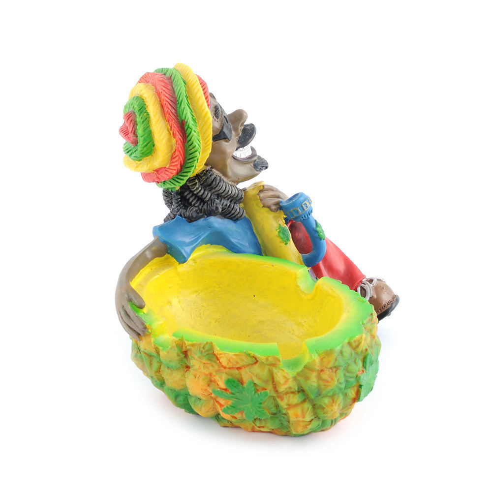 Wholesale Manually Custom Factory Pineapple Jamaican Style Rasta Ashtray Resin Ashtray For Home Decoration Cigar Tobacco Ashtray