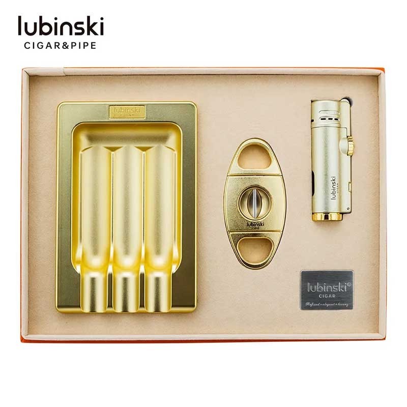 High Quality Cigar Accessories Gift Sets Cigar Cutter Ashtray and Lighter Set Cigar Cutter Luxury Set