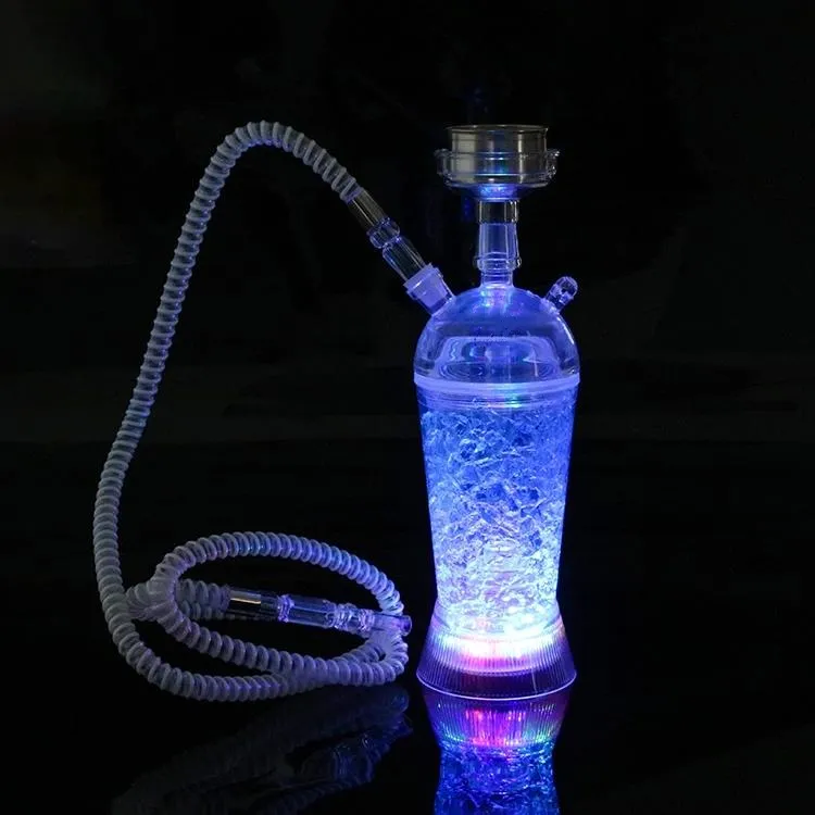 Portable Hookah Acrylic Smoking Shisha Portable Acrylic Hookah with LED Lights Travel Hookah Shisha Nargila