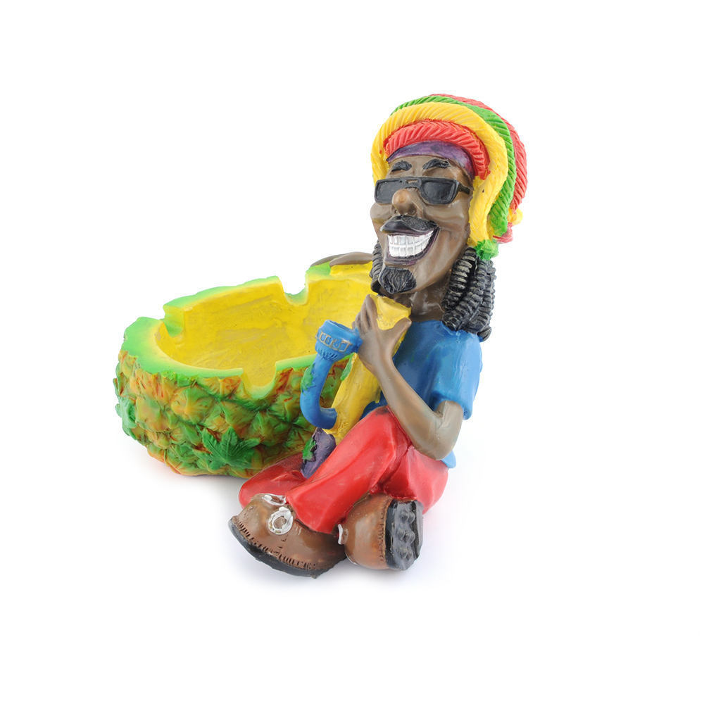 Wholesale Manually Custom Factory Pineapple Jamaican Style Rasta Ashtray Resin Ashtray For Home Decoration Cigar Tobacco Ashtray