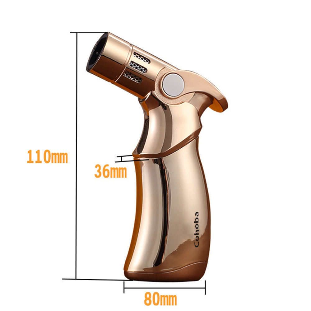 2023 Hot Metal Cigar Cigarette Tobacco Torch Lighter for Kitchen Jet Flame Refillable Other Lighters & Smoking Accessories