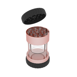 2024 New Style Cool Wheel Tobacco Grinder 63MM 2.48inches 4 Layers Wholesale Portable Zinc Alloy Herb Grinders