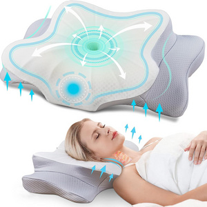 Cervical Pillow Contour Memory Foam Ergonomic Orthopedic Neck Support Pillow for Side Back Stomach Sleepers for Neck Pain Relief