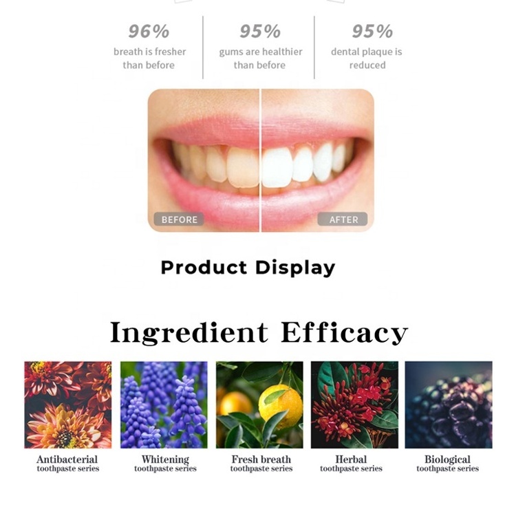 Free Samples Customize Logo Natural Herbal Teeth Whitening Bamboo Charcoal Black Carbon Toothpaste Rich in Herbal Essence