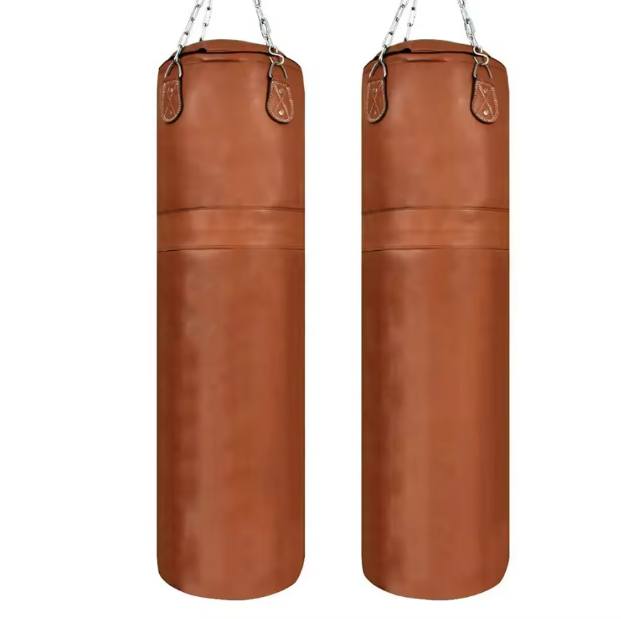 JIKE sports Vintage Leather Boxing Gym Punching Training Bag with Chains - Retro