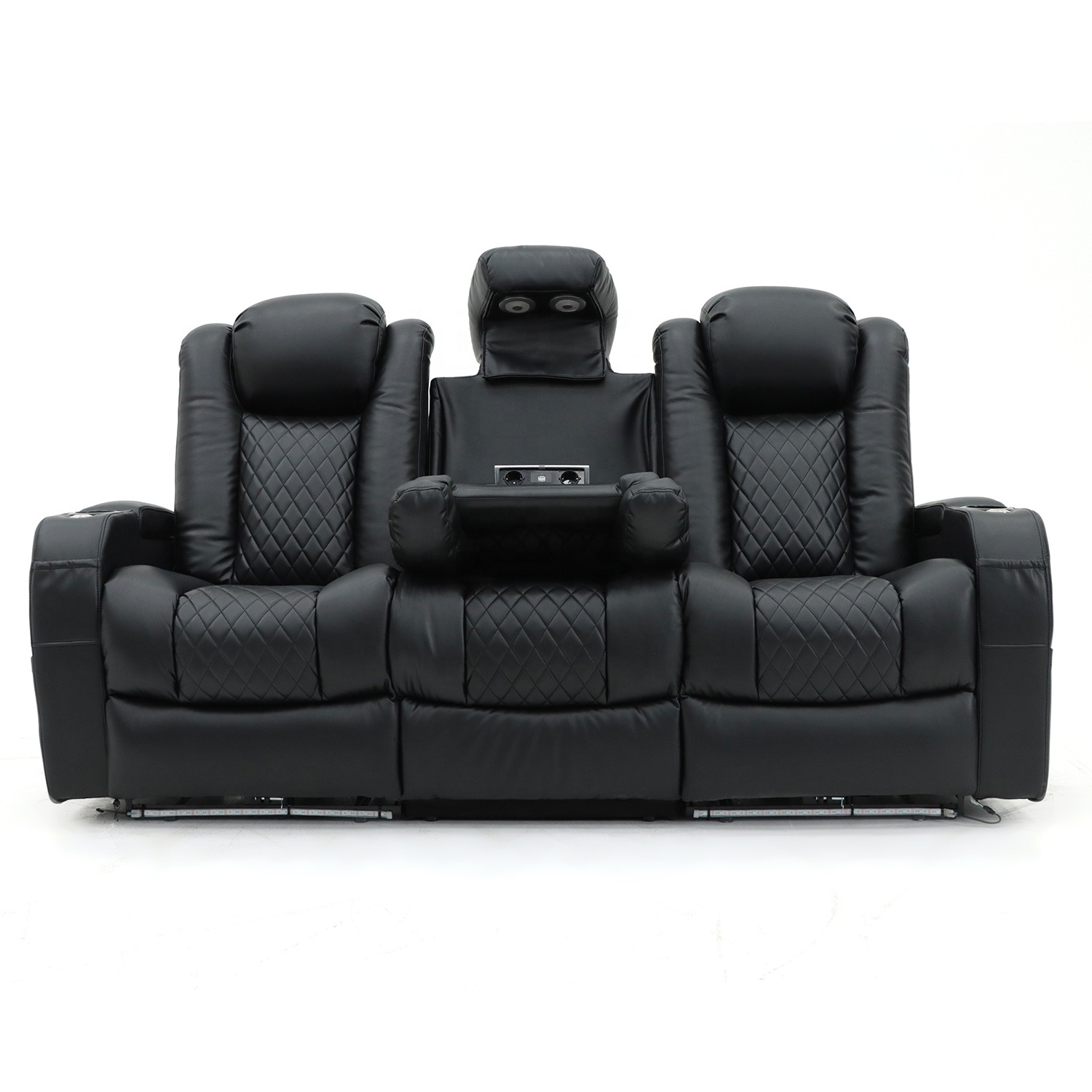 Geeksofa VIP Power Electric Home Theater Cinema Recliner Sofa Seating With Power Headrest And Lumbar Support And Drop Down Table