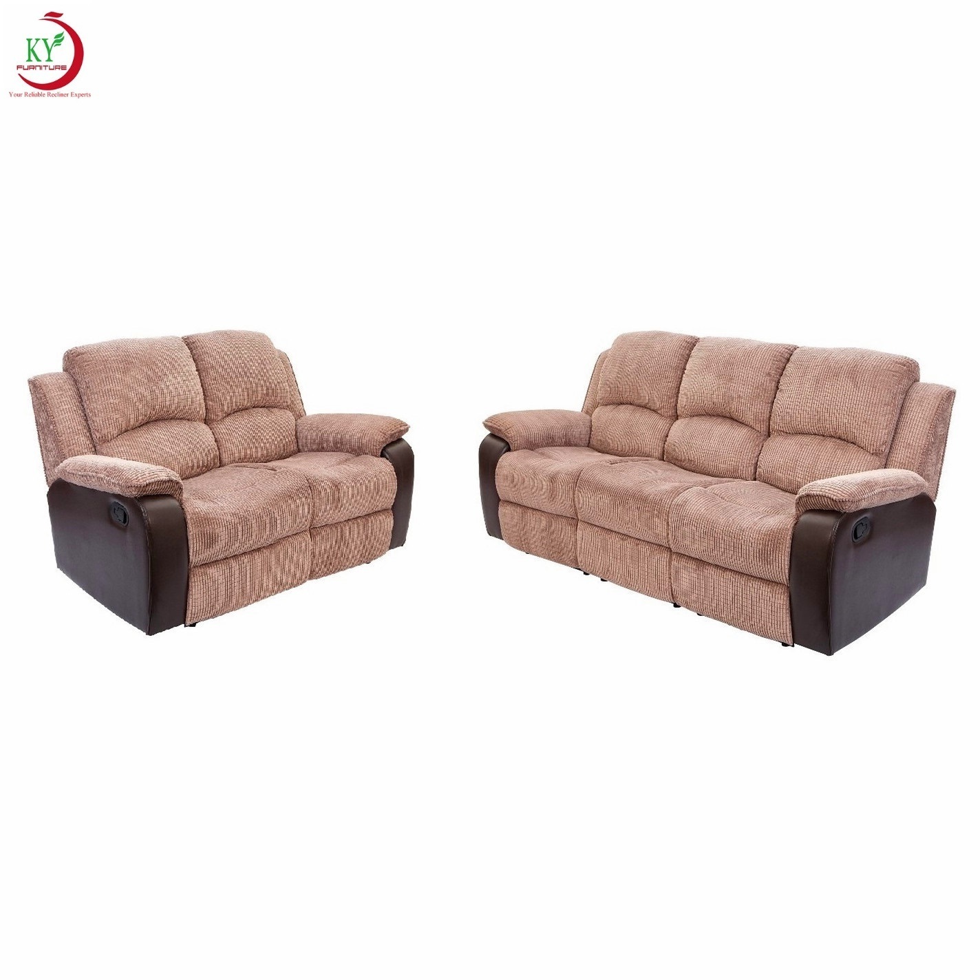 Geeksofa 3 Seater Loveseat Fabric 2 Seater Manual Motion Recliner Sofa Set Reclinable With Massage Function For Living Room