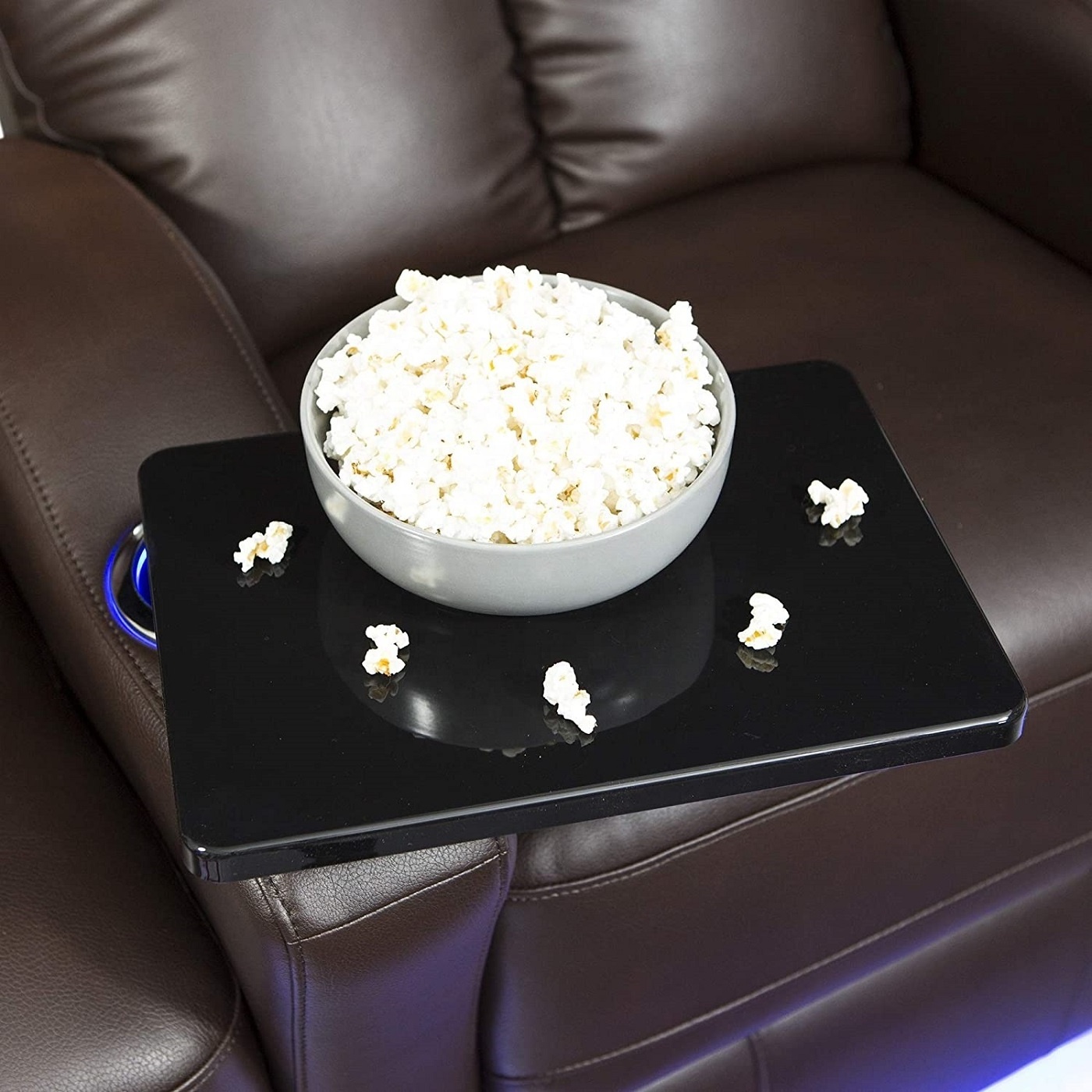 JKY Furniture Theater Furniture Sofa Home Cinema Leather Recline Electric With LED Lights And Tray Tables For Living Room