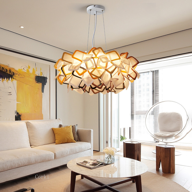 Italy Design Flower Pendant Ceiling Lamp Acrylic Lampshade Flower Shape LED Ceiling Hanging Lights Living Room Bedroom Luminaria