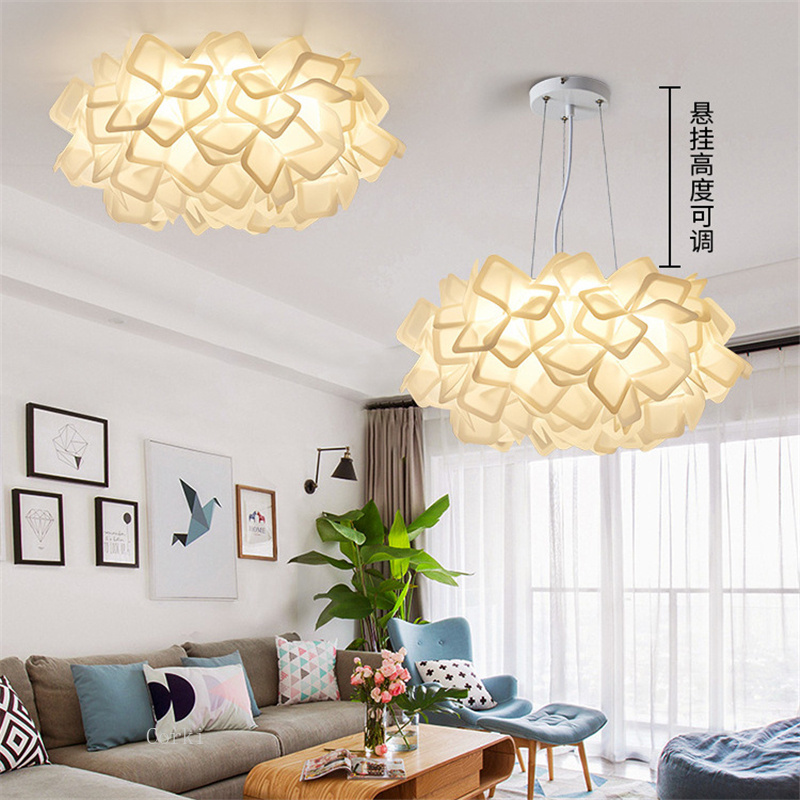 Italy Design Flower Pendant Ceiling Lamp Acrylic Lampshade Flower Shape LED Ceiling Hanging Lights Living Room Bedroom Luminaria