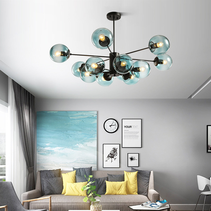 Modern Lustre Chandeliers Living Room Bedroom Ceiling E27 LED Adjustable Ball Glass Hanging Lamp Dining Room Lighting Fixtures