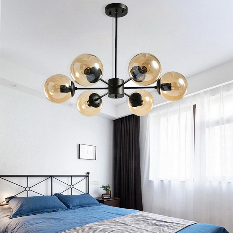 Modern Lustre Chandeliers Living Room Bedroom Ceiling E27 LED Adjustable Ball Glass Hanging Lamp Dining Room Lighting Fixtures