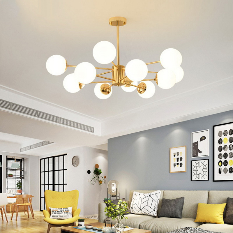 Modern Lustre Chandeliers Living Room Bedroom Ceiling E27 LED Adjustable Ball Glass Hanging Lamp Dining Room Lighting Fixtures