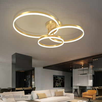 Modern Led Ceiling Light Fixtures Bedroom Lamps for Living Room Lights Golden Creative Rings Nordic Design Lamp Lighting Ceiling