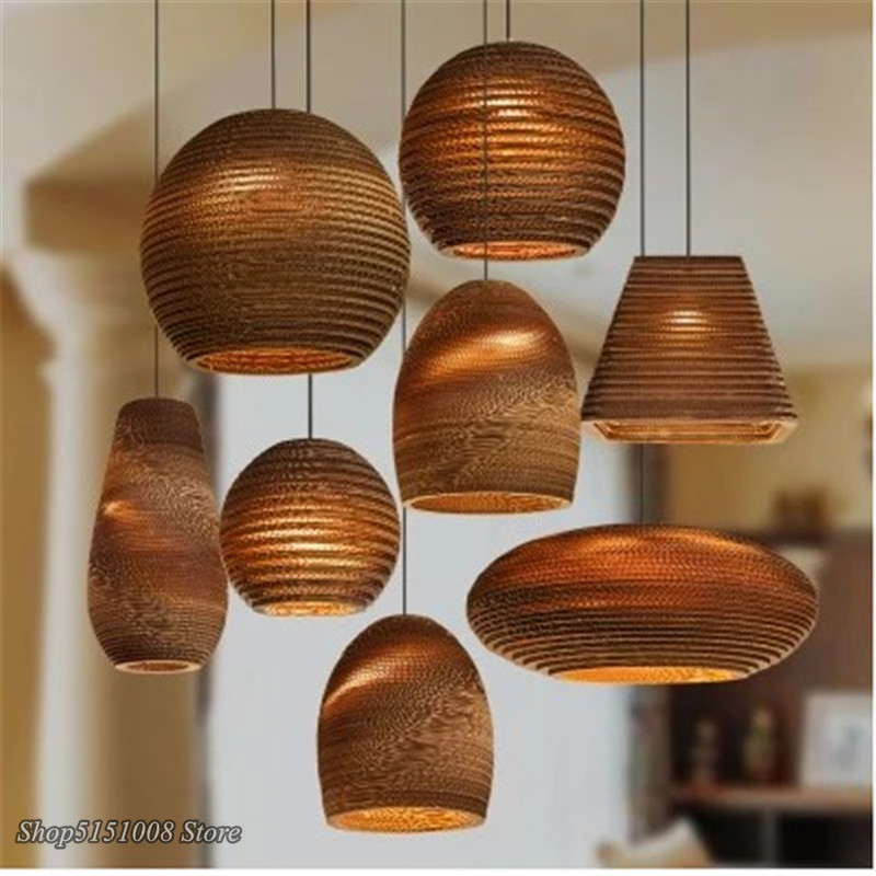 Chinese paper honeycomb pendant lights cardboard personalized living room Dining Room clothing Hanging Lamp Home Decor Luminaire