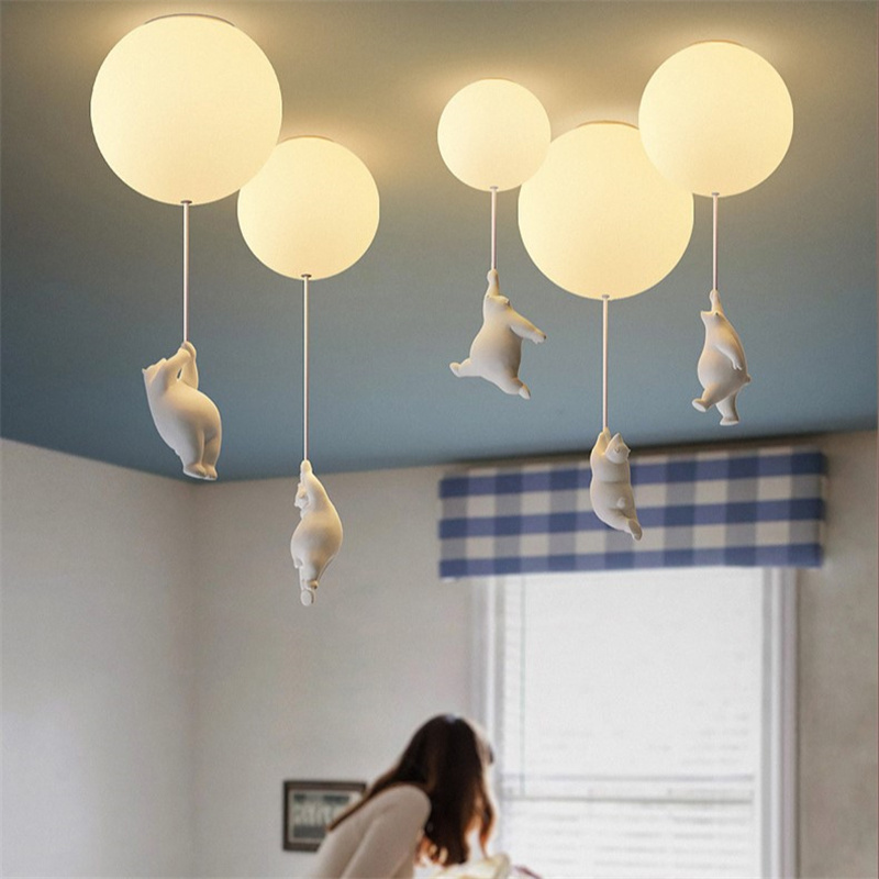 Modern LED Ceiling Lights Warm Cartoon Bear Ceiling lamp for Kids Rooms Bedroom Lamp Children's Room Decor LED Light Fixtures