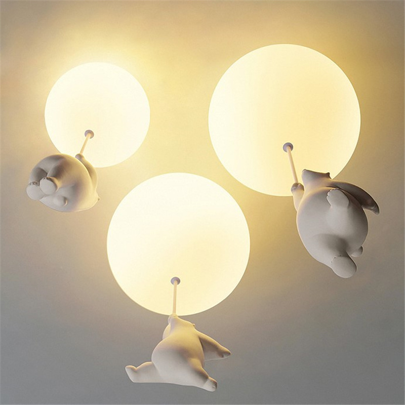 Modern LED Ceiling Lights Warm Cartoon Bear Ceiling lamp for Kids Rooms Bedroom Lamp Children's Room Decor LED Light Fixtures