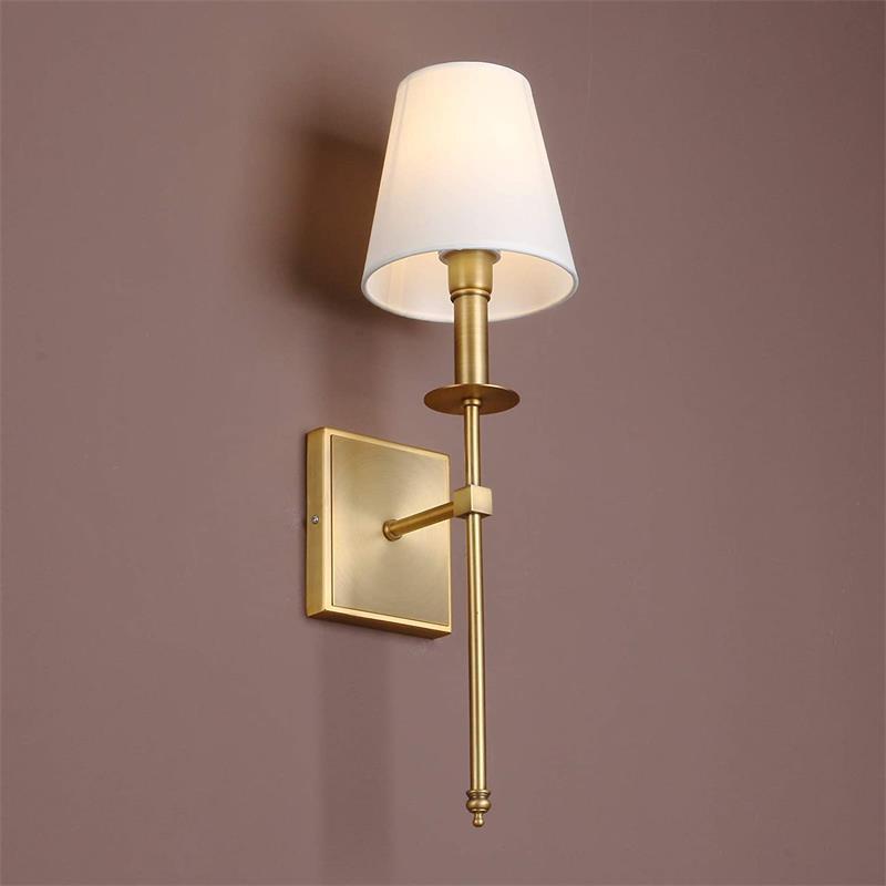 Classical gold wall lamp nordic bedside wall mounted light with Flared White Textile LampShade hotel room decor led wall light