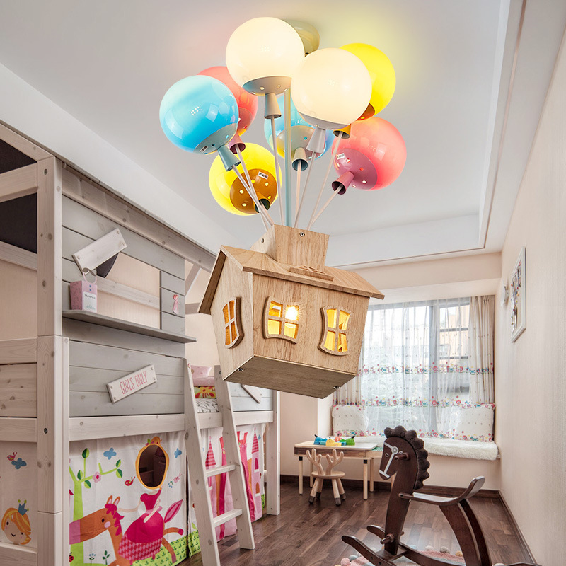 Modern Children Room Pendant Lamps Wood House Pendant Light Kid Princess Room Light Living Room Kitchen Hanging Lights Fixtures