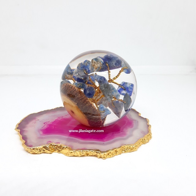 Wholesale Best Price Lapis Lazuli Tree With Orgonite Spheres Ball Decor Healing Orgone tree Ball Metaphysical 60mm Buy Jilaniaga