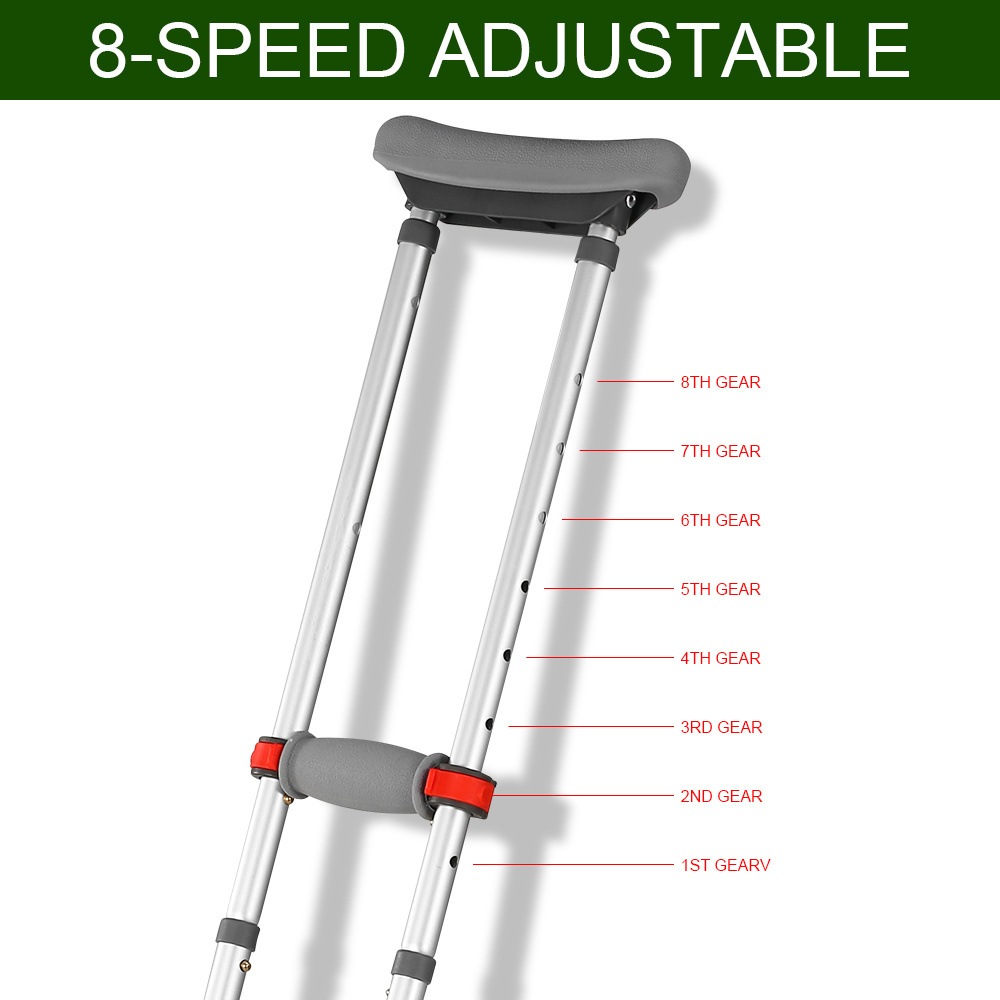 Medical Multi-Position Height Adjustable Aluminum Walking Stick  Armpit Bracket Elbow Crutch Axillary Underarm Crutches