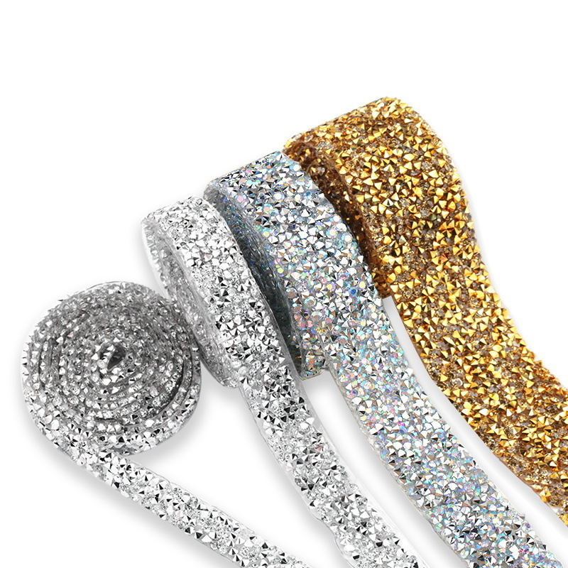 New resin water diamond ribbon Rhinestone diamond sticker self-adhesive DIY diamond ribbon