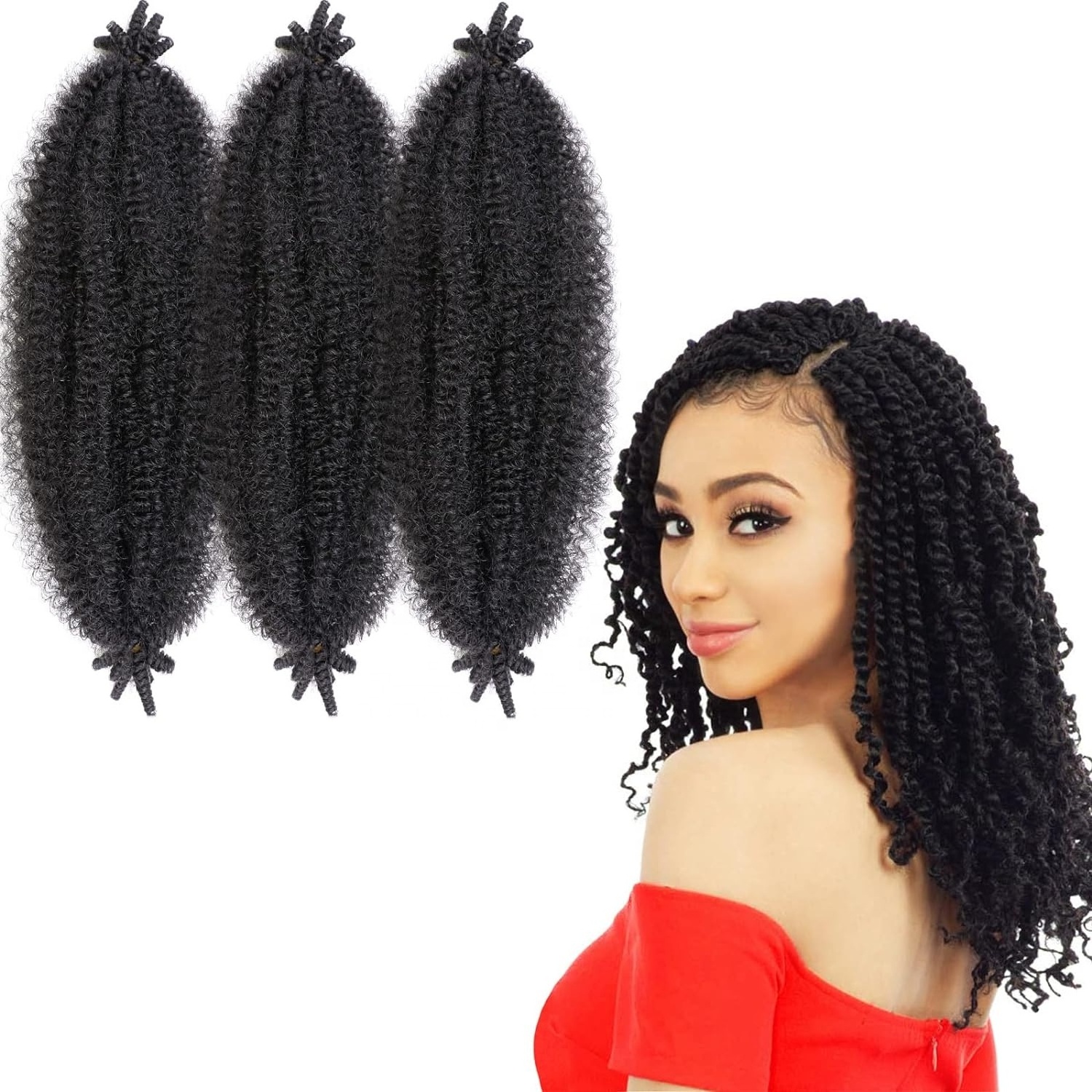 G&T Wig Springy Afro Kinky Twist Crochet Hair Pre-Separated Braids for Distressed Soft Locs Spring Twist Hair for Black Women