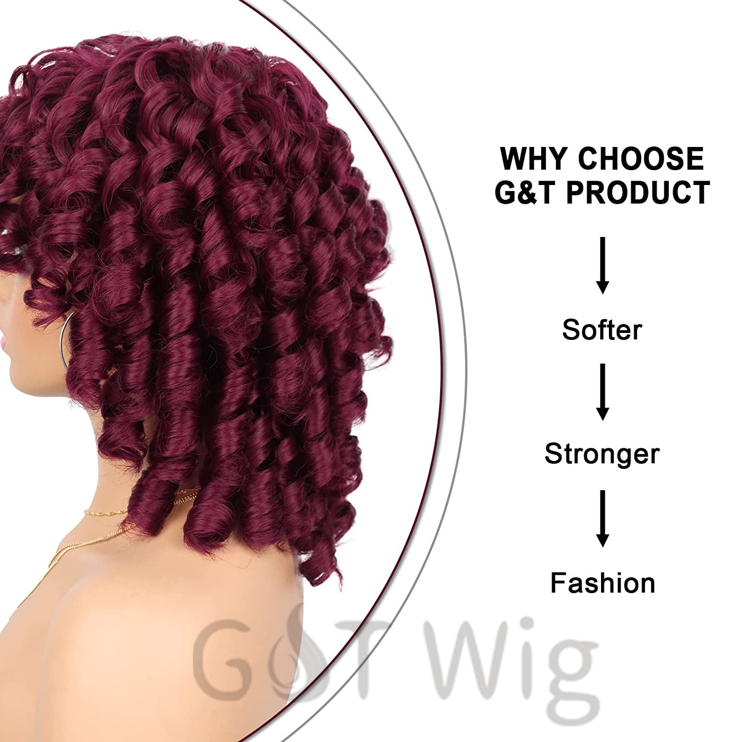 G&T Wig Wholesale  Colorful Curly Wigs Heat Resistant Synthetic Hair Replacement Afro Curly Wig with Bangs for Black Women