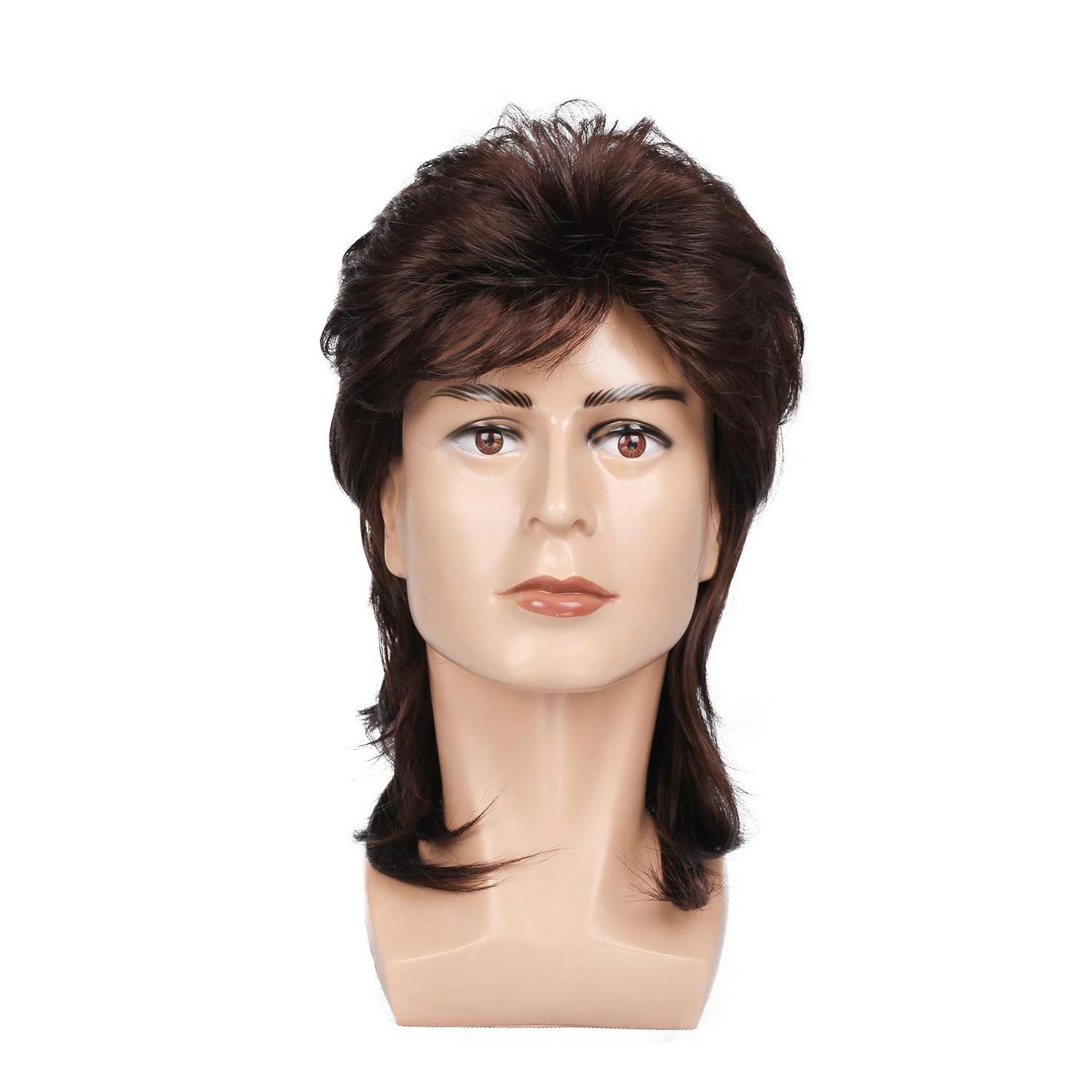 G&T Wig Wholesale Mullet Wigs for Men 70s 80s Costumes Mens Black Fancy Party Accessory Cosplay Hair Wig