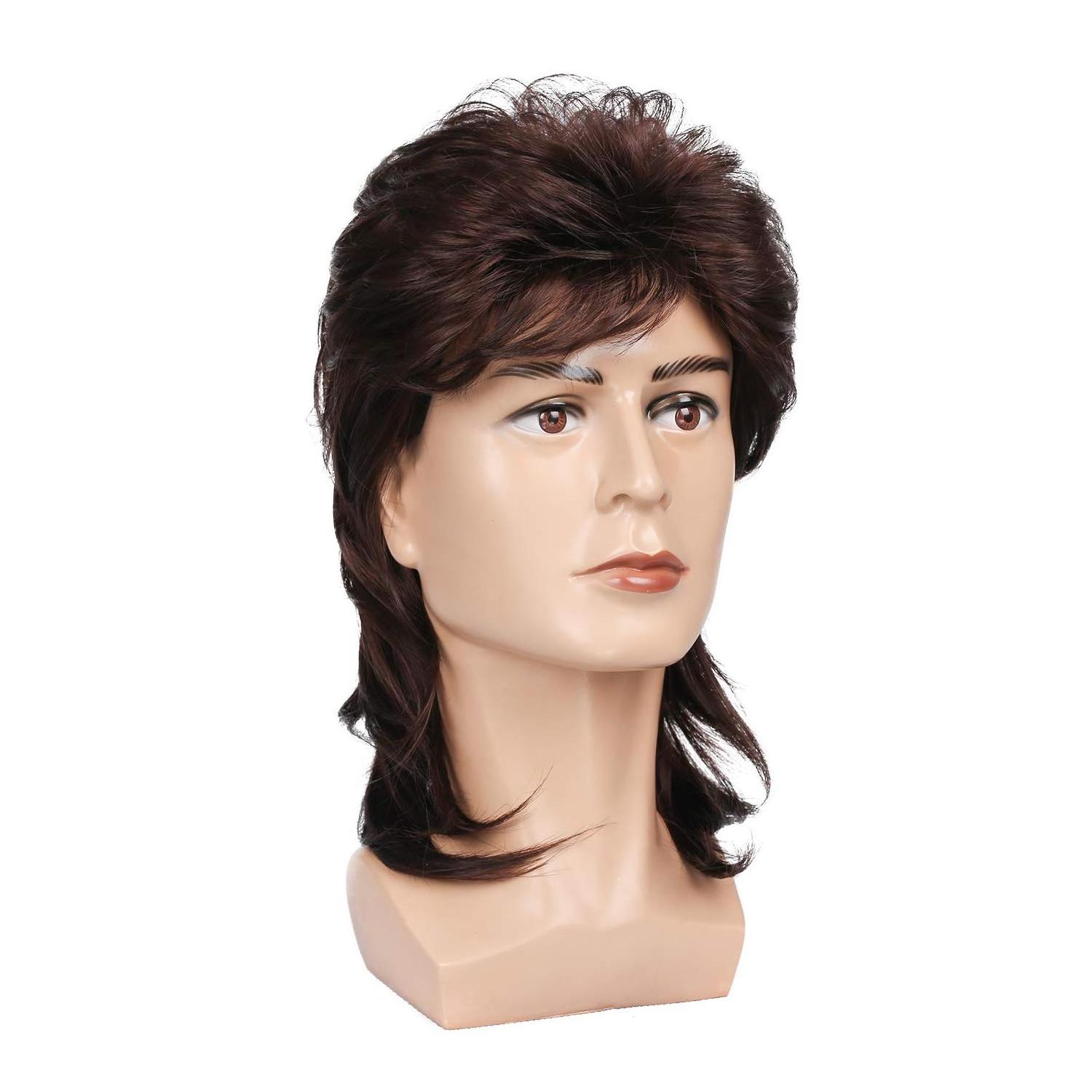 G&T Wig Wholesale Mullet Wigs for Men 70s 80s Costumes Mens Black Fancy Party Accessory Cosplay Hair Wig