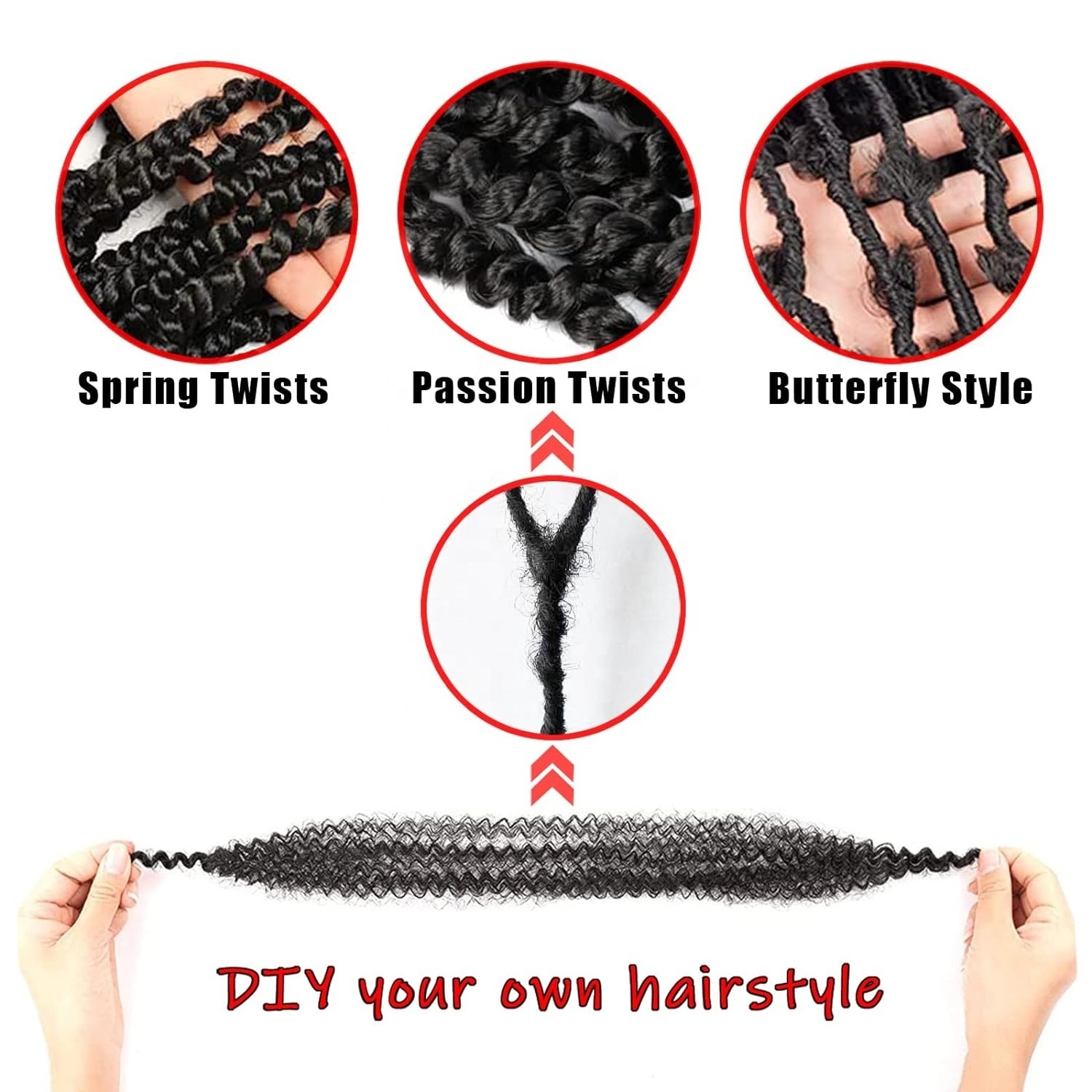 G&T Wig Springy Afro Kinky Twist Crochet Hair Pre-Separated Braids for Distressed Soft Locs Spring Twist Hair for Black Women