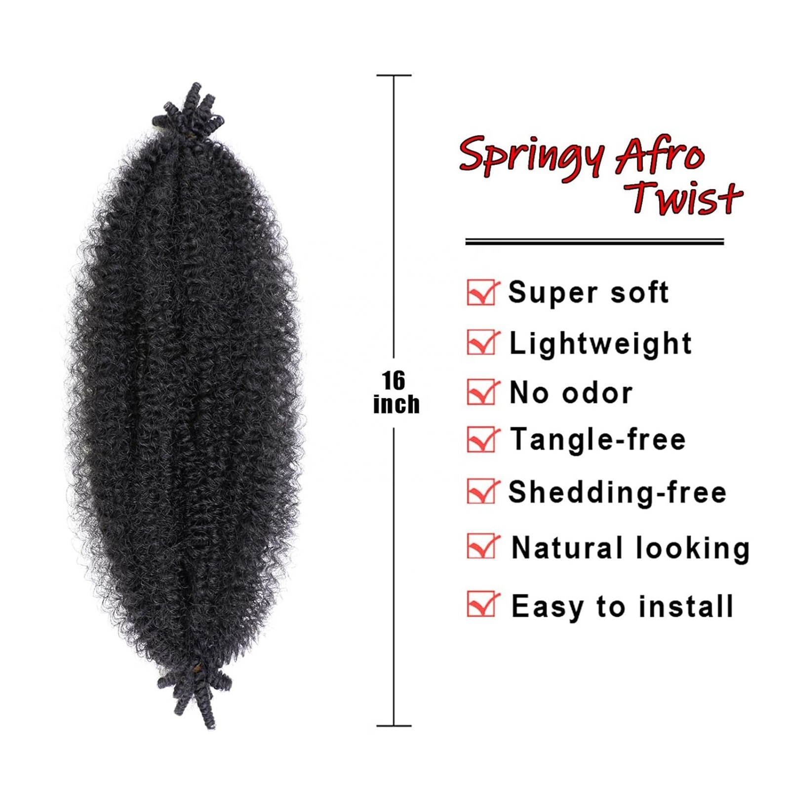 G&T Wig Springy Afro Kinky Twist Crochet Hair Pre-Separated Braids for Distressed Soft Locs Spring Twist Hair for Black Women