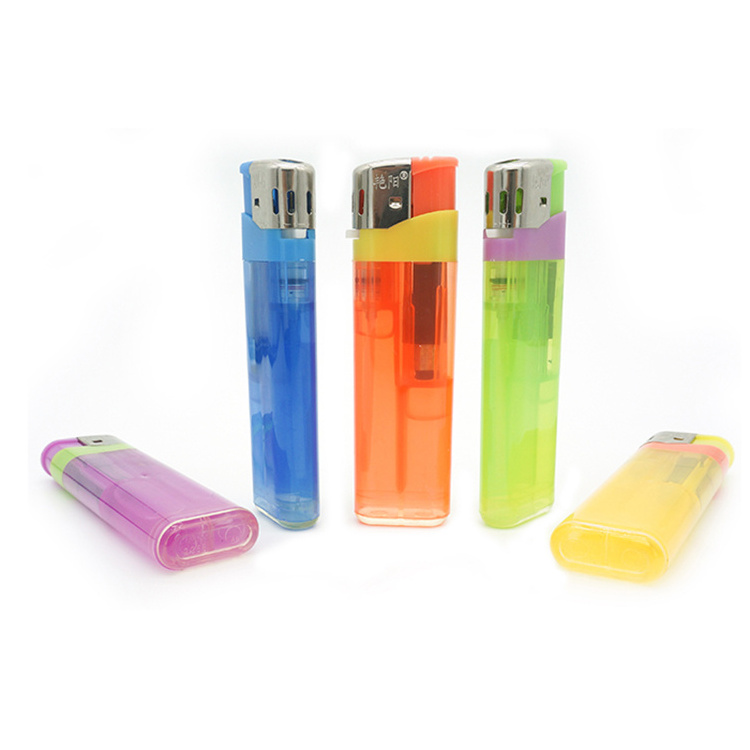 High Quality Semi Transparent Color Electric Lighter Custom Logo Encendedor Electrico