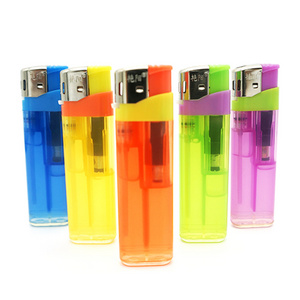 High Quality Semi Transparent Color Electric Lighter Custom Logo Encendedor Electrico