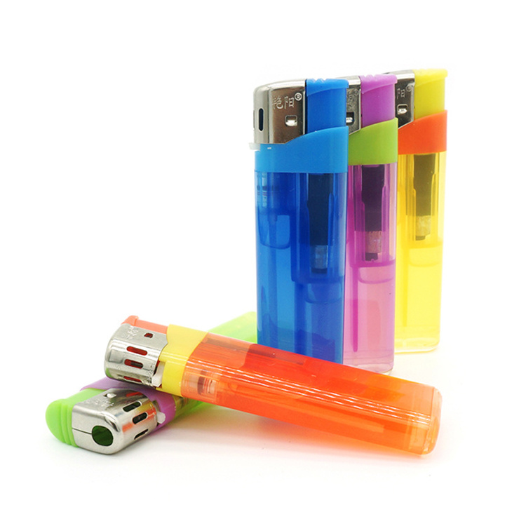 High Quality Semi Transparent Color Electric Lighter Custom Logo Encendedor Electrico