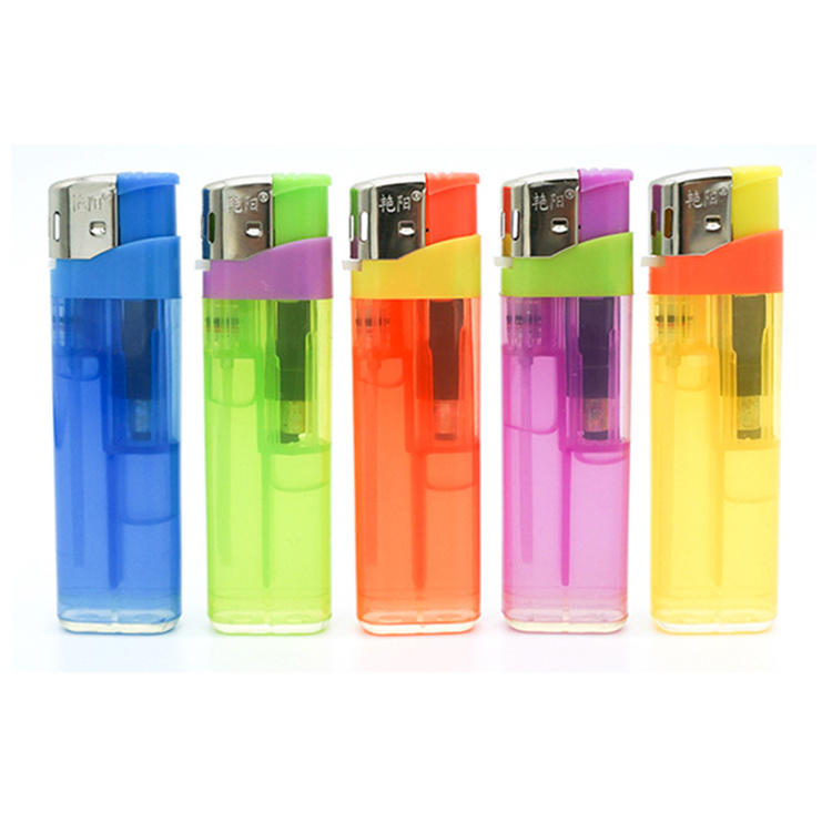 High Quality Semi Transparent Color Electric Lighter Custom Logo Encendedor Electrico