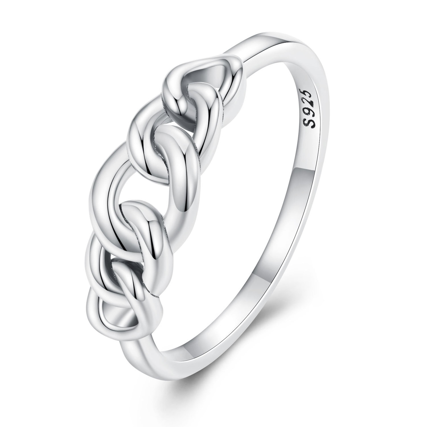 JLN Bamoer 925 Sterling Silver Punk Jewelry Simple Cuban Chain Ring For Women Finger Rings Party Gift Hip hop SCR891