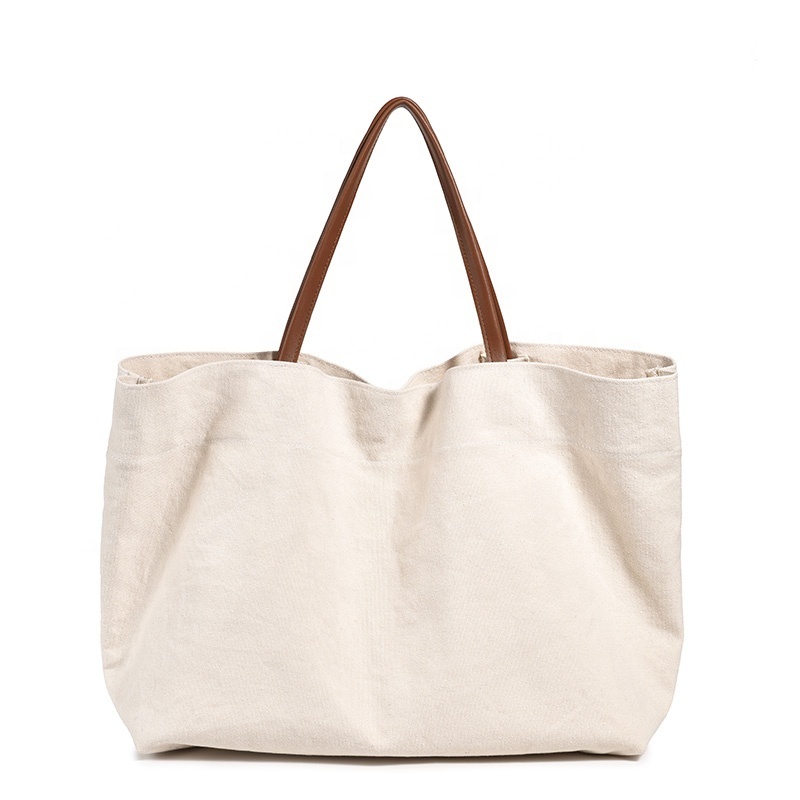 New Fashion Eco Friendly Natural Cotton Canvas Handbag Reusable Shopping Tote Shoulder Bag