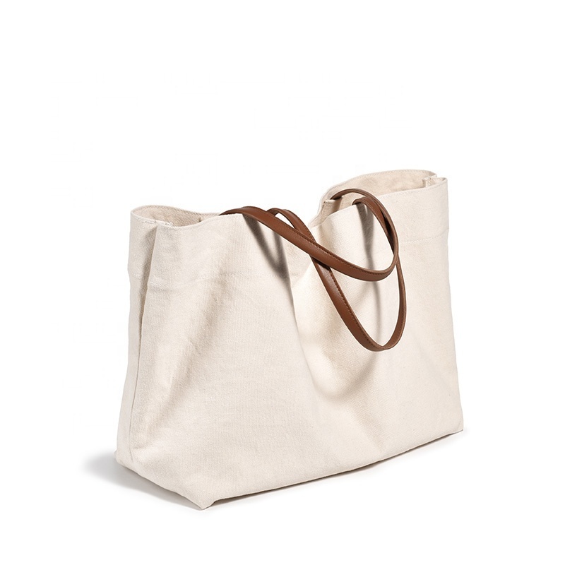 New Fashion Eco Friendly Natural Cotton Canvas Handbag Reusable Shopping Tote Shoulder Bag