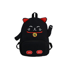 Girls Cute Cat Canvas School Bag Lovely Back Pack for Teenager