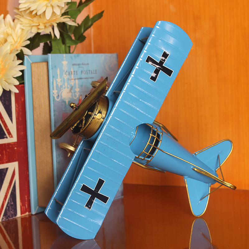 double wing iron plane model retro iron photography props metal vintage plane model