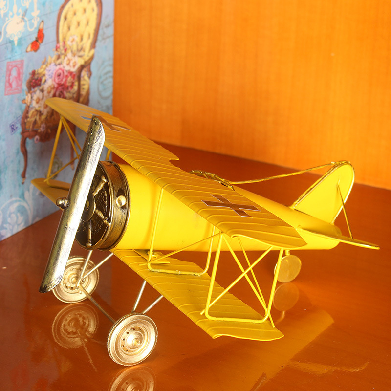 double wing iron plane model retro iron photography props metal vintage plane model