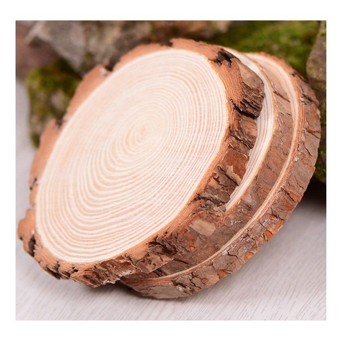 Thick 1cm  Hot sale wholesale Rustic DIY  Round Wood Pine Tree Slices For Wedding Crafts Christmas custom Natural wood slices