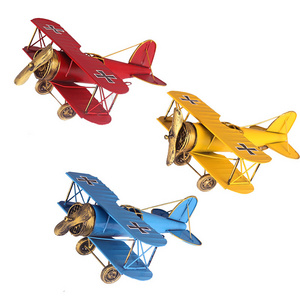 double wing iron plane model retro iron photography props metal vintage plane model